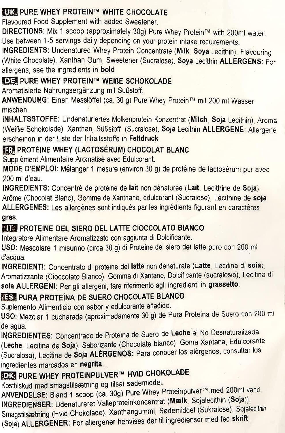 BULK POWDERS Pure Whey Protein Powder Shake, White Chocolate, 500 g