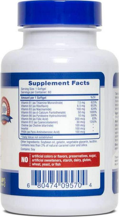 B-Complex - Broad-Spectrum B Vitamins - 60 Softgels - Supports The Nervous System, Cardiovascular Health, and Energy Metabolism