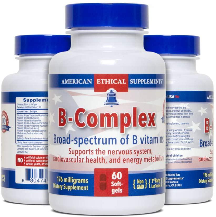 B-Complex - Broad-Spectrum B Vitamins - 60 Softgels - Supports The Nervous System, Cardiovascular Health, and Energy Metabolism