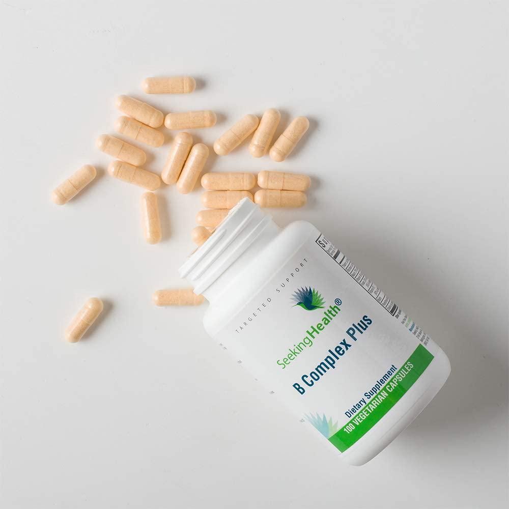 B Complex Plus | 100 Capsules | Seeking Health | Vegetarian Vitamin B Complex Capsules | 100 Easy-to-Swallow Capsules