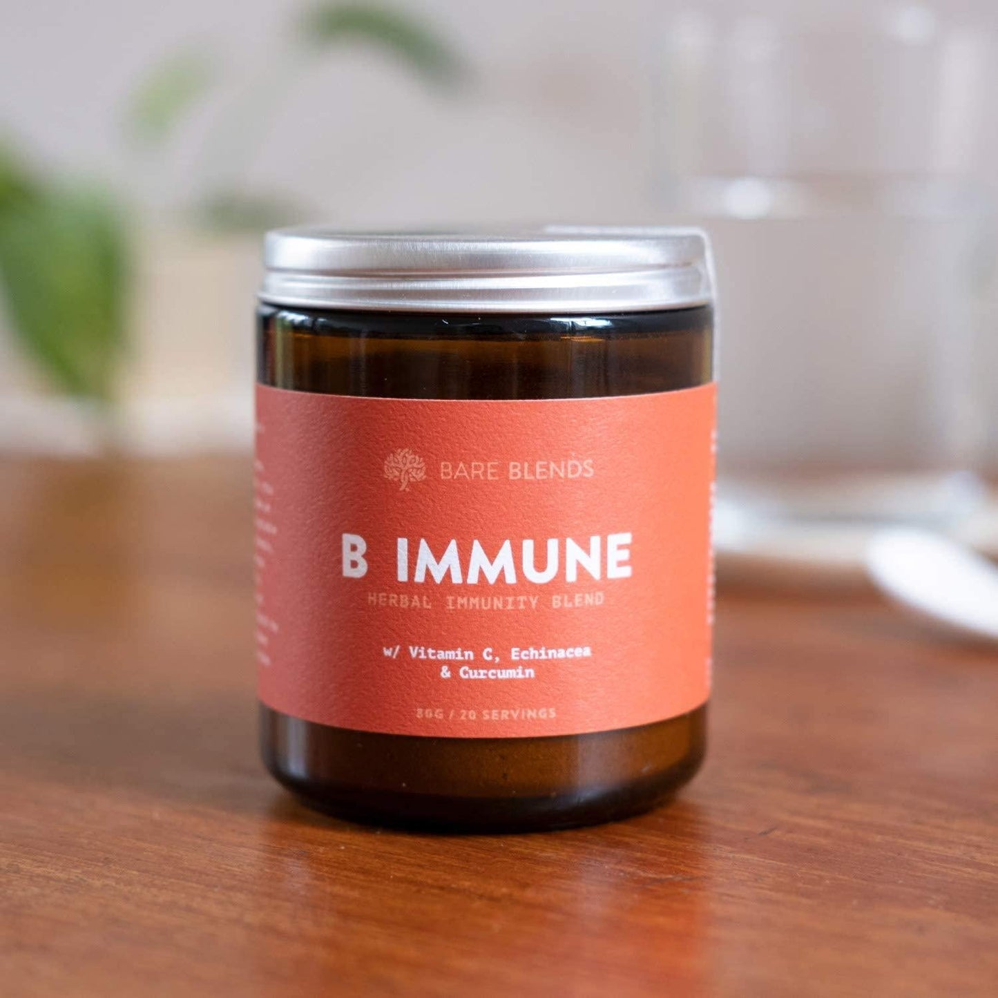 B Immune by Bare Blends | Herbal Immunity Powder | Vitamin C + Echinacea + Curcumin + more | Vegan and Gluten Free - 80g