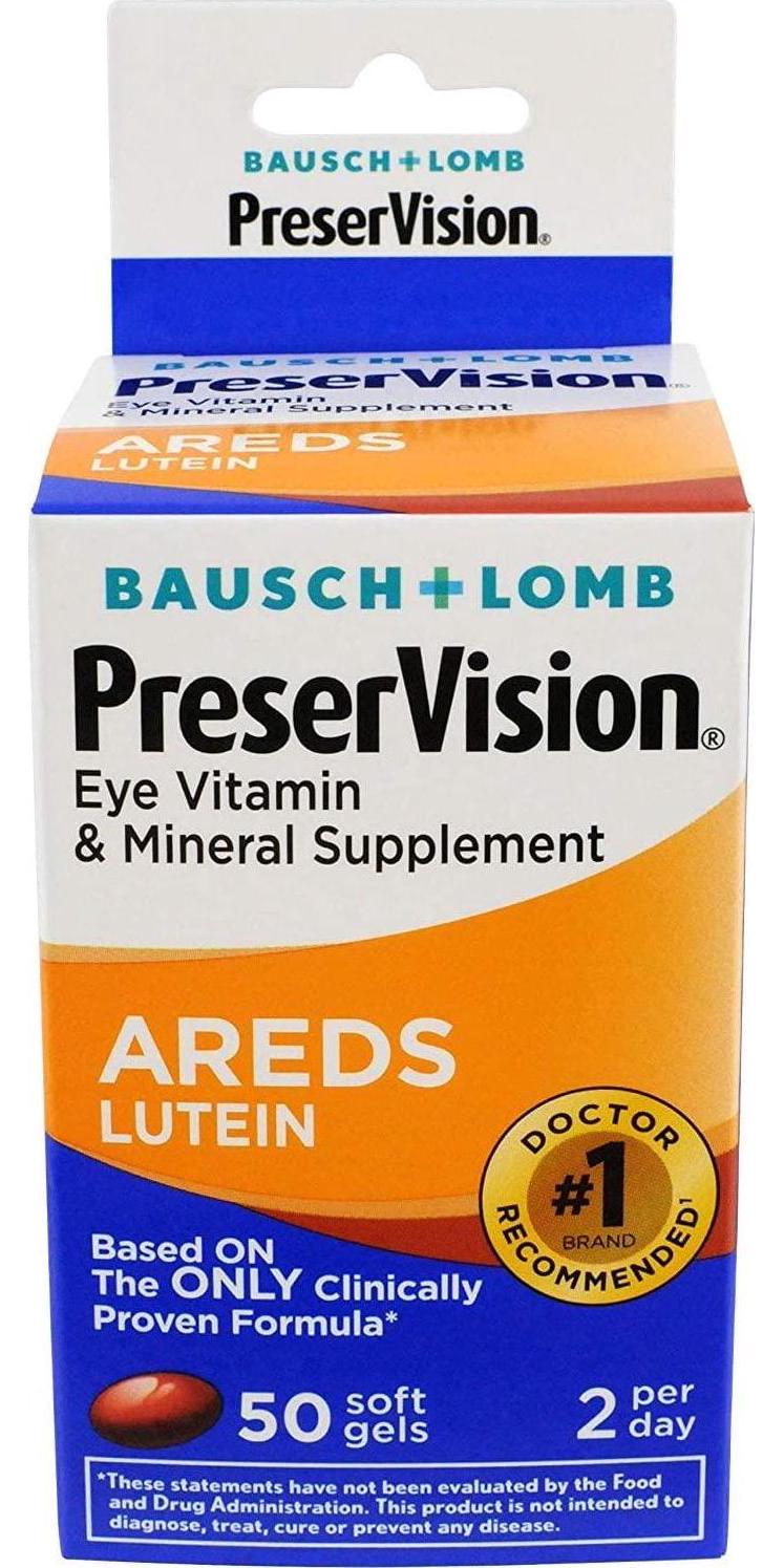 B&L Preservision Lutein Size 50ct Bausch and Lomb Preservision Lutein Eye Vitamin And Mineral Supplement