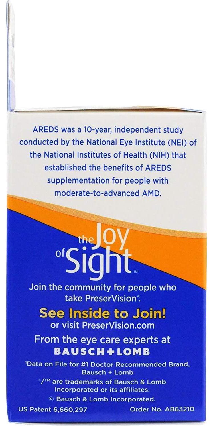 B&L Preservision Lutein Size 50ct Bausch and Lomb Preservision Lutein Eye Vitamin And Mineral Supplement