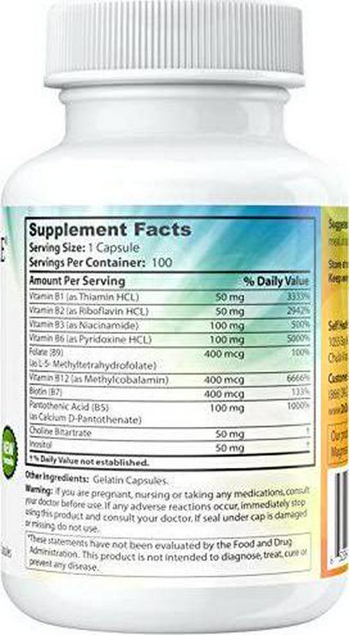 B Vitamin Complex, 501mg, 100 Capsules
