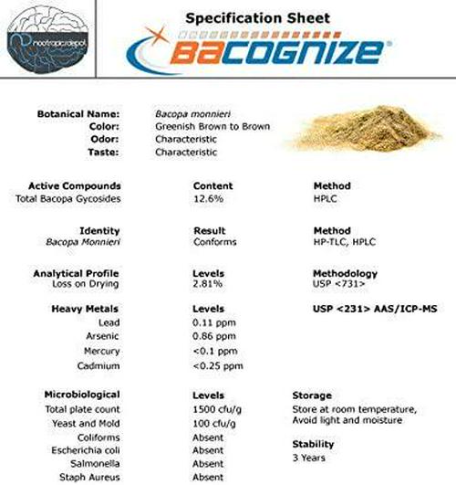 BaCognize Bacopa Monnieri Capsules | 300mg | 240 Count | Ayurvedic Herb | Nootropic Brain Booster | Supports Stress Management | Improves Memory, Cognition + Mood