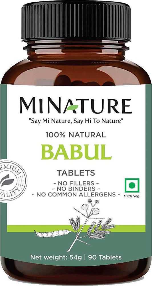 Babul Tablets- 90 Tablets, 1000 mg by mi nature | 45 Days Supply | 100% Natural Babul Tablets | Vegan | Herbal supplements | Strong teeth | Dental Care | Anti-inflammatory | Oral hygiene | From India
