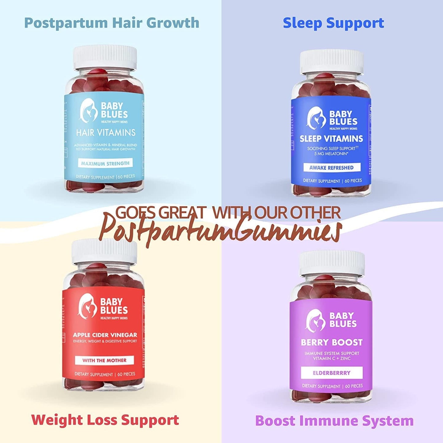 Baby Blues Superfood Skin Glow Gummies (60 Pieces) - Watermelon Raspberry - Superfruits Vitamins for Women With Acai, Gooseberry and Vitamin C - Increases Collagen Absorption - Slows Down Aging Symptoms