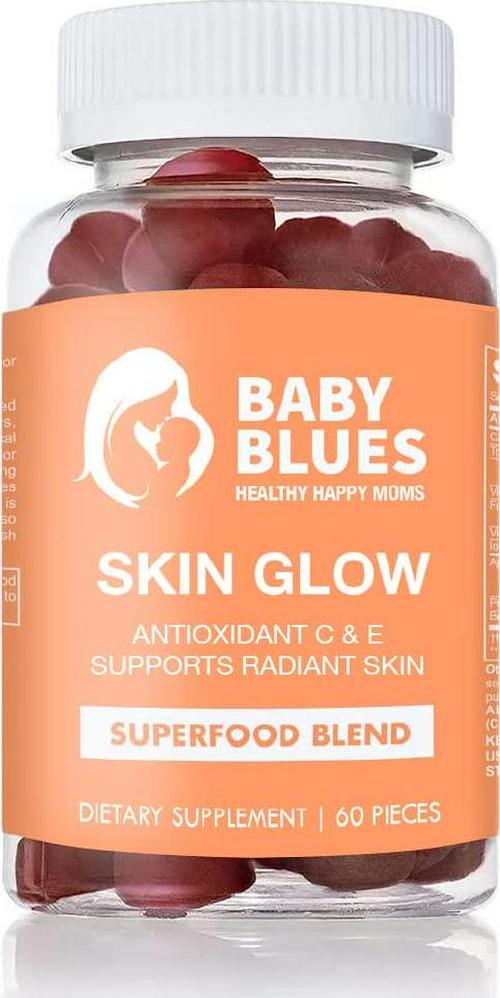 Baby Blues Superfood Skin Glow Gummies (60 Pieces) - Watermelon Raspberry - Superfruits Vitamins for Women With Acai, Gooseberry and Vitamin C - Increases Collagen Absorption - Slows Down Aging Symptoms