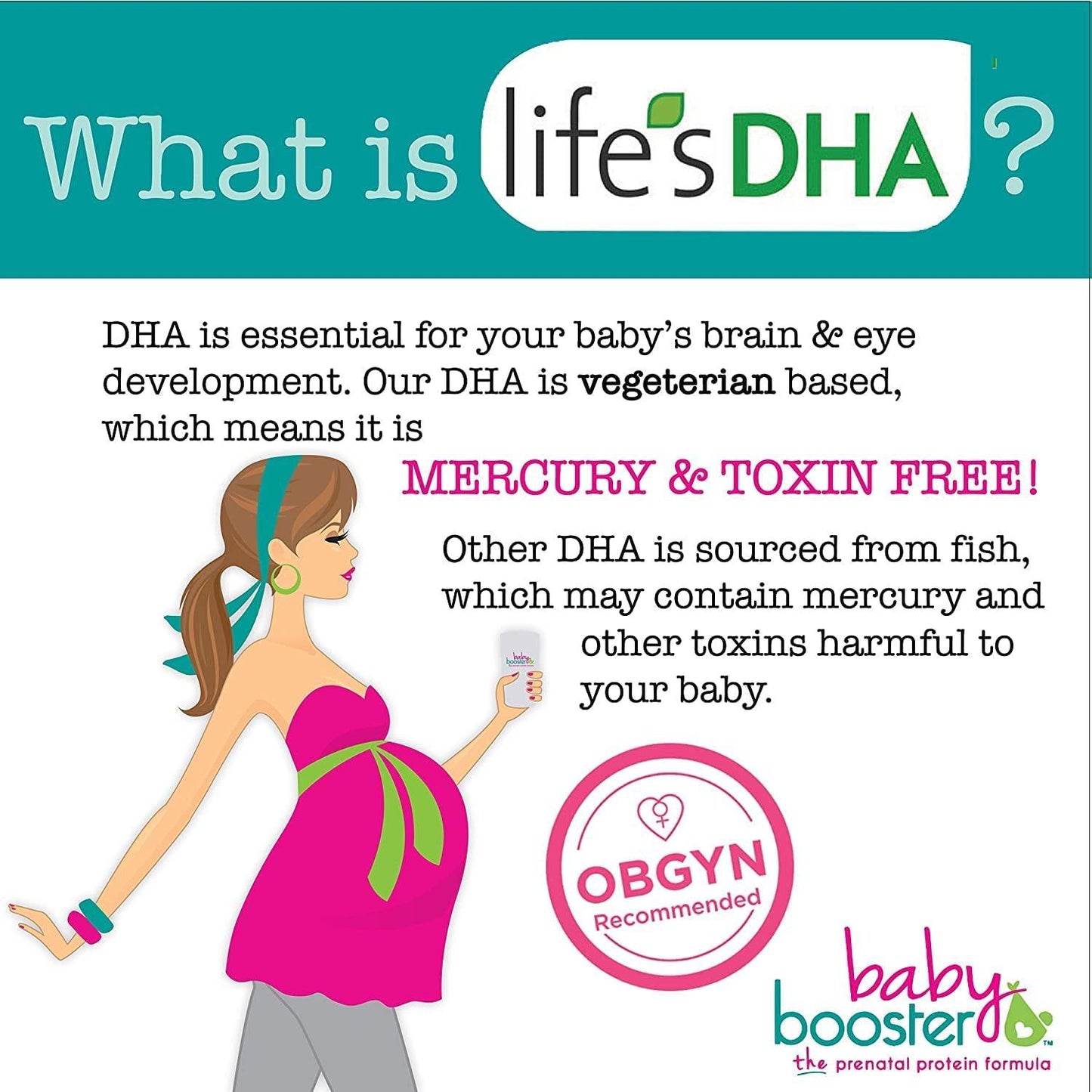 Baby Booster Salted Caramel Prenatal Vitamin Supplement and Protein Shake, Caffeine Free, All Natural, Vegetarian DHA, High Protein, Methyl Folate, B Vitamins, Great for Morning Sickness, 1 lb