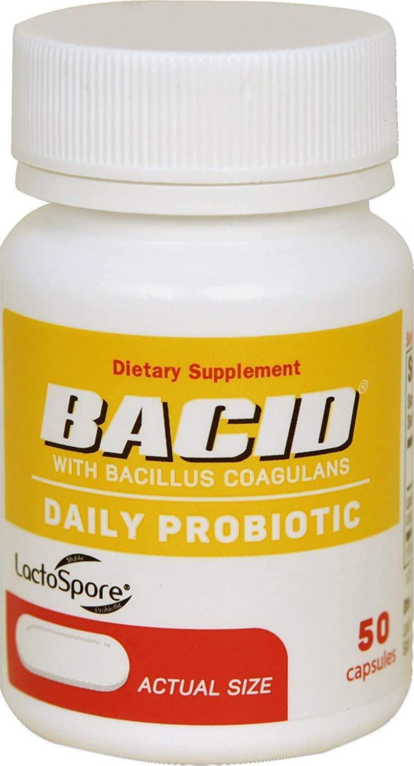 Bacid Daily Probiotic | 50 Capsules | Dietary Supplement for Digestive Health | 2 Billion Bacillus Coagulans Live Cultures