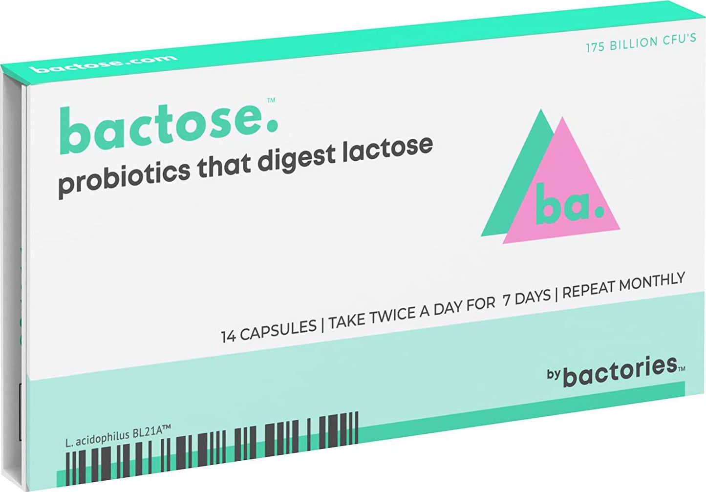 Bactose Probiotics for Lactose Intolerance - One 7 Day Supply, Provides Multiple Months of Relief - Helps Digest Dairy Lactose - Digestive PROBIOTIC Supplement That Produces Lactase Enzymes