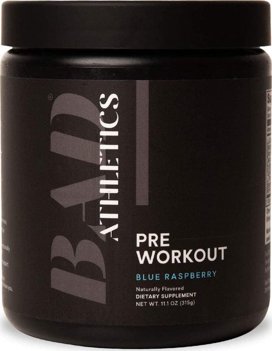 Bad Athletics Blue Raspberry Pre Workout Powder for Women | Naturally and Artificially Flavored, Sweetened and Colored | Energy, Focus and Endurance Pre Workout Supplement for Women | 30 Servings