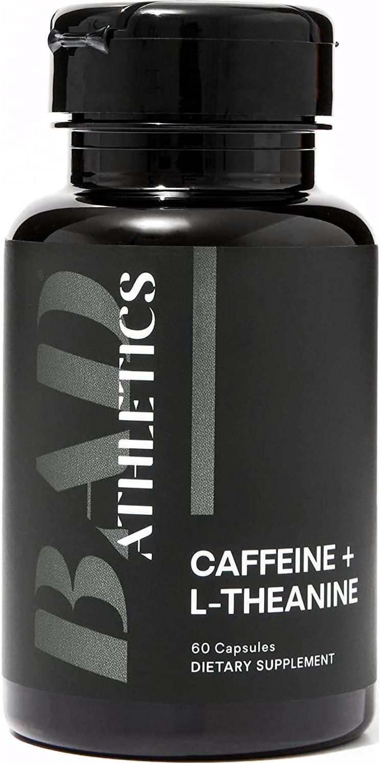 Bad Athletics Caffeine 100mg + L-Theanine 100mg Capsules | Focus and Energy | Nootropics Supplement | 60 Servings