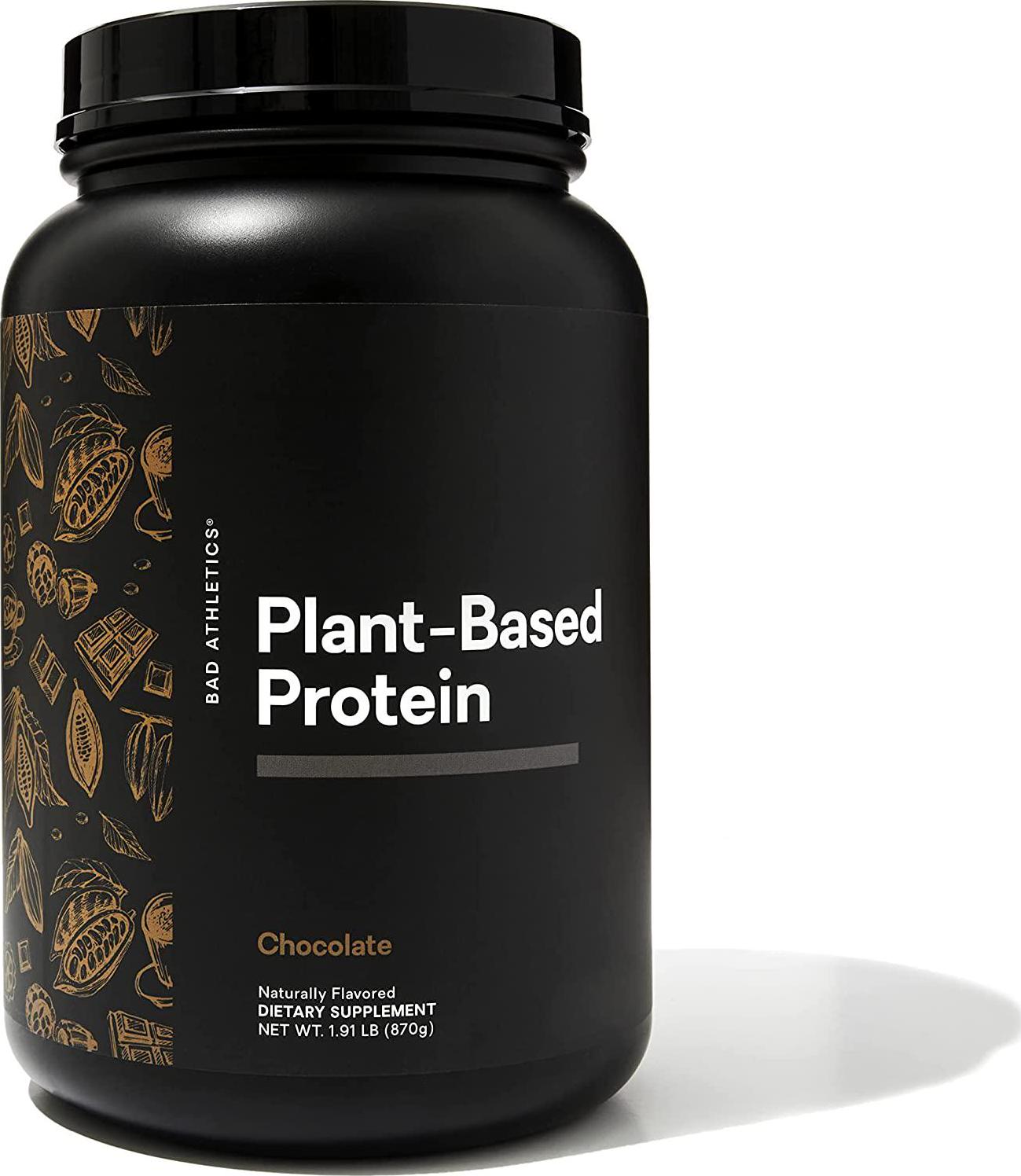 Bad Athletics Chocolate Plant-Based Protein | 15 Grams of Protein | High Protein Supplement and Snack | 30 Servings Per Bottle