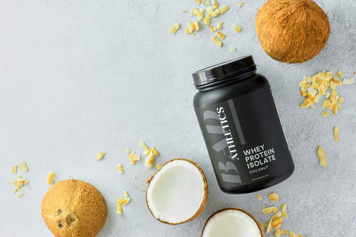 Bad Athletics Grass Fed 100% Whey Protein Isolate - Five Ingredients, 20g of Protein, Naturally Flavored and Sweetened (7 Servings) (Coconut)