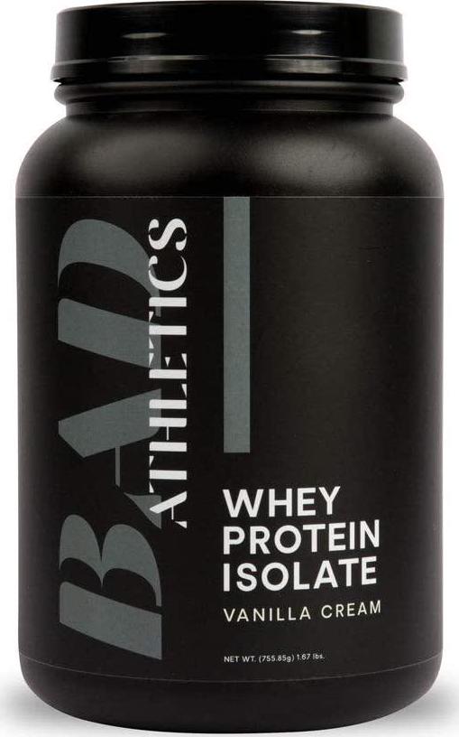 Bad Athletics Grass Fed 100% Whey Protein Isolate, Vanilla Cream - Five Ingredients, 20g of Protein, Naturally Flavored and Sweetened(30 Servings)