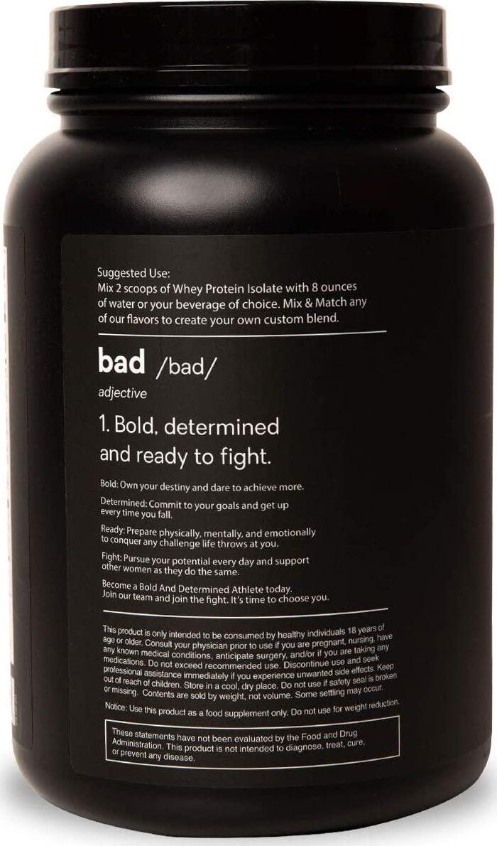 Bad Athletics Mocha Grass Fed 100% Whey Protein Powder for Women - Five Ingredients, Naturally Flavored and Sweetened, 20g Protein Per Serving(30 Servings)