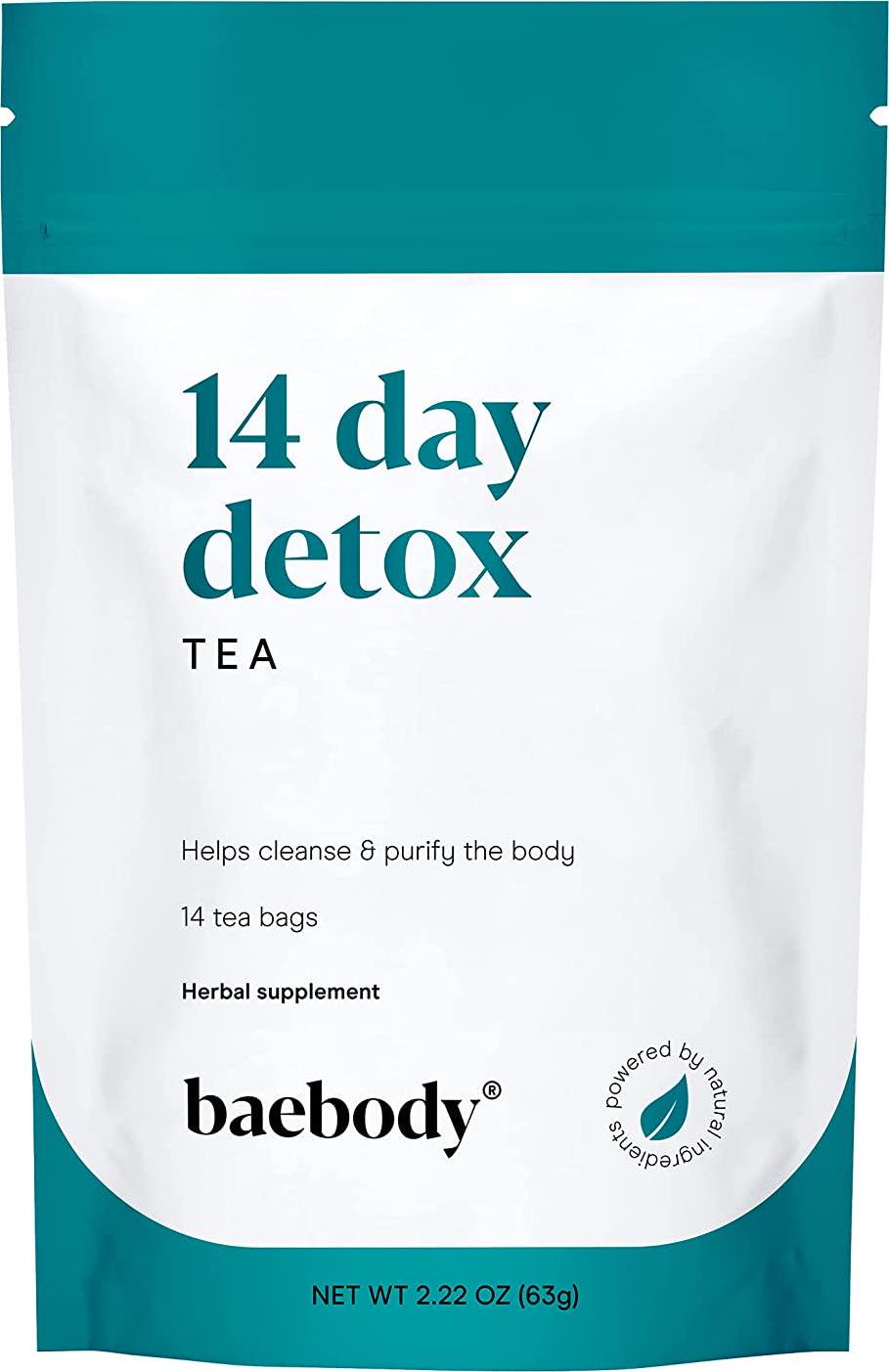 Baebody 14-Day Teatox Herbal Detox Tea Supplement with Green Tea and Ginger Root, 14 Tea Bags