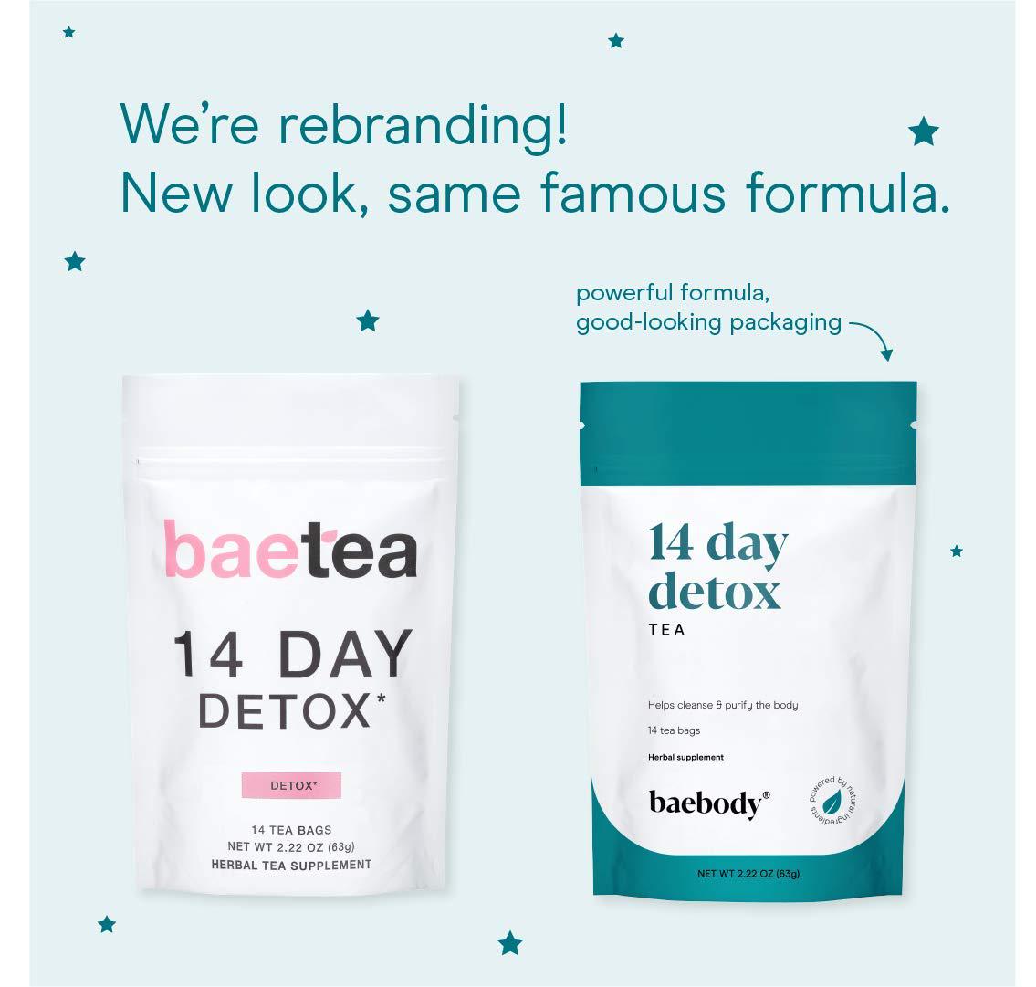 Baebody 14-Day Teatox Herbal Detox Tea Supplement with Green Tea and Ginger Root, 14 Tea Bags