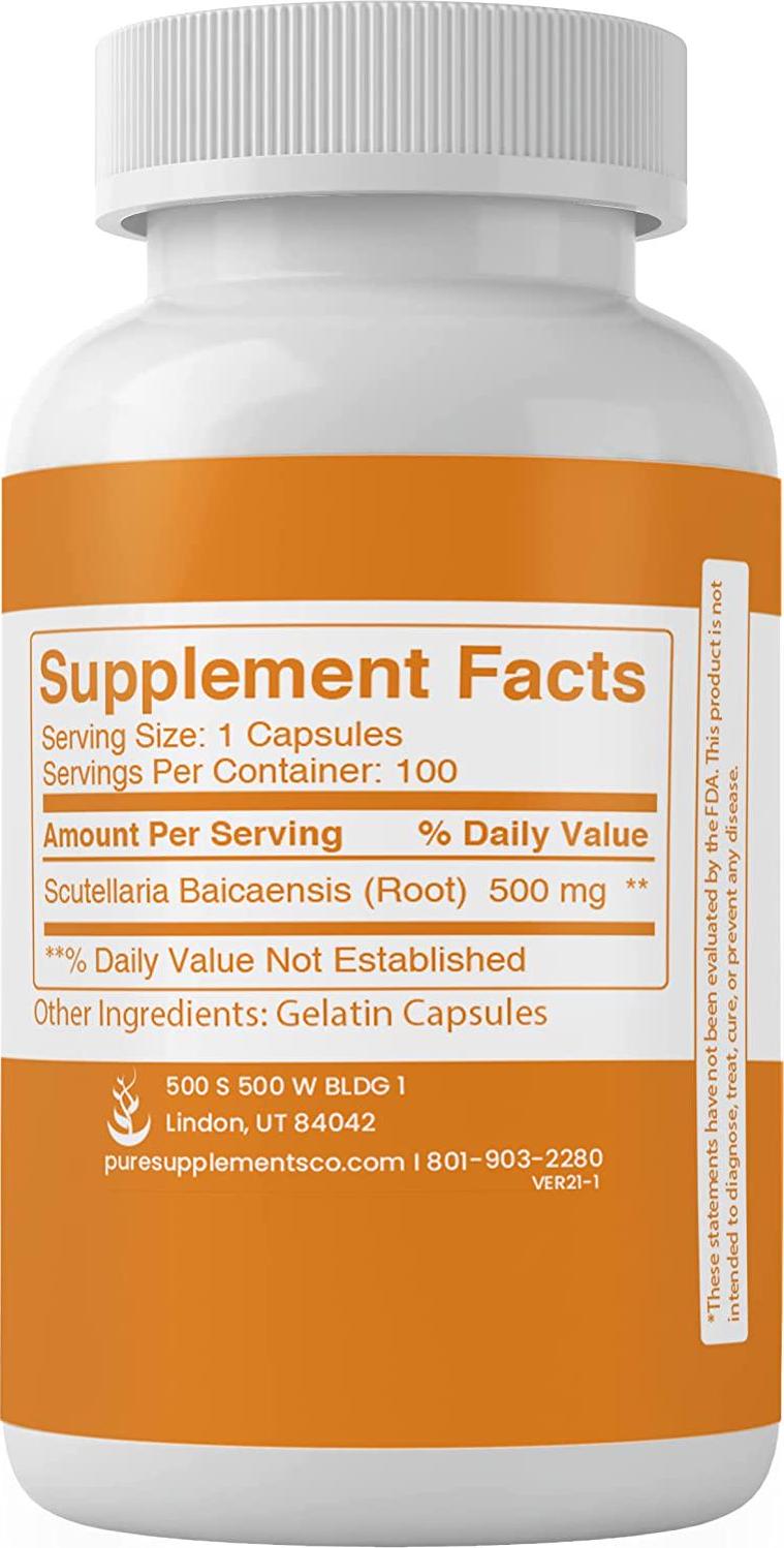 Baicalin (100 Capsules) Lab Tested, Sleep and Anxiety*