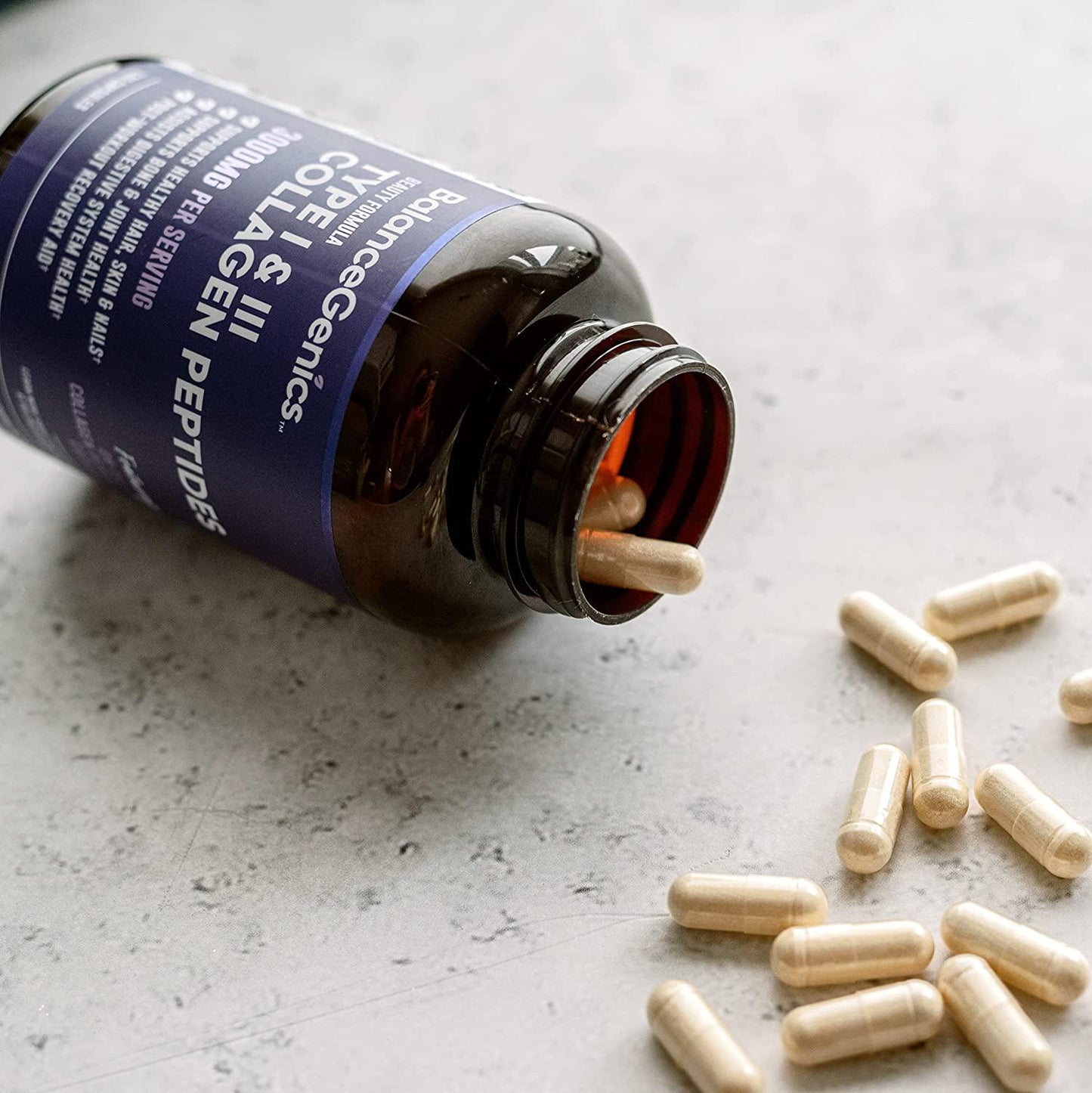 BalanceGenics Collagen Capsules | Convenient Capsule Form, Highly Absorbable Hydrolyzed Collagen Peptides, Type I and III, Grass-fed Bovine, Non-GMO, Soy-Free, Dairy-Free, Gluten-Free