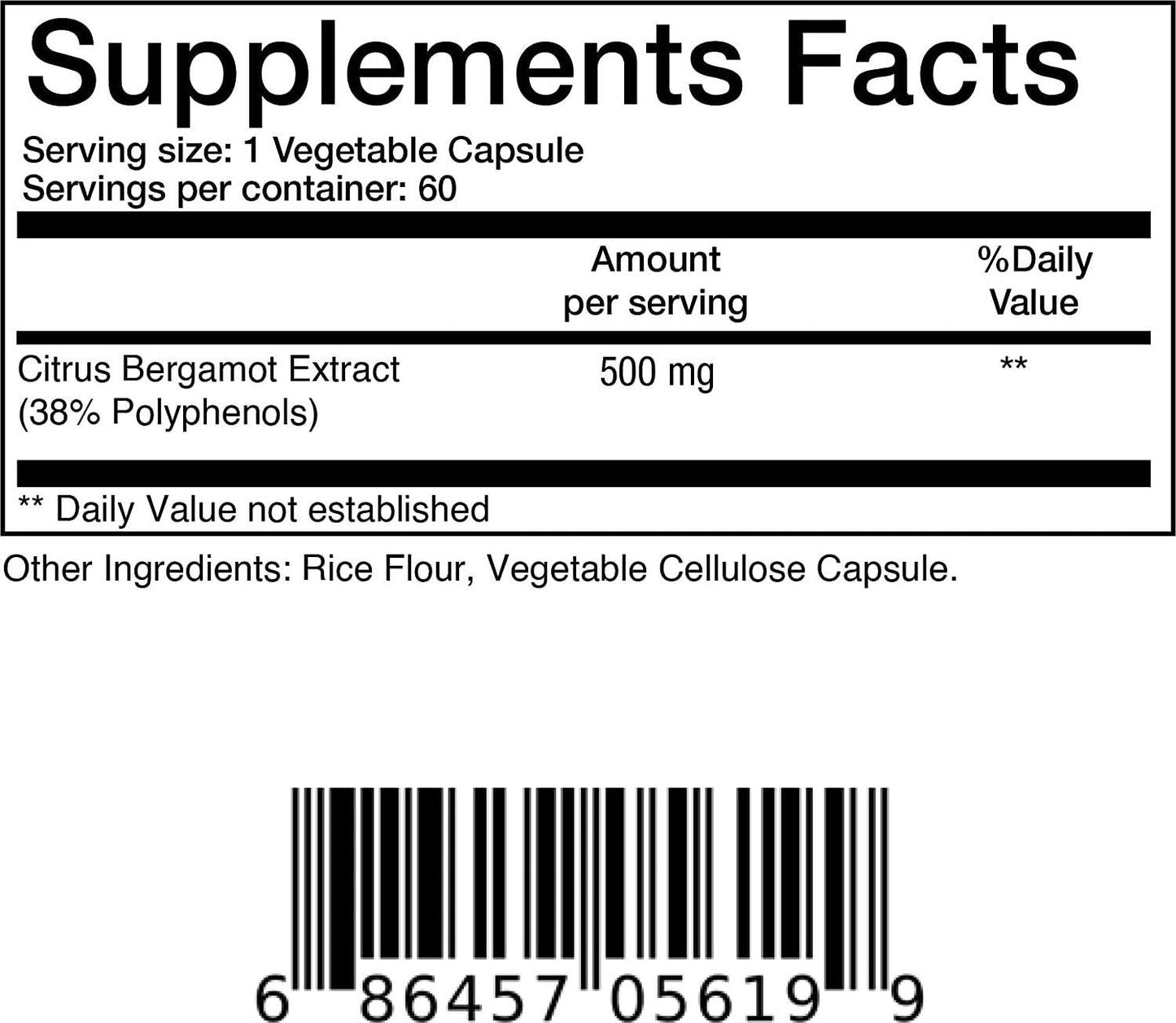 Balance Breens Citrus Bergamot 500mg - Cardiovascular and Metabolic Health, Support Healthy Cholesterol Level, Blood Sugar Support - 60 Non-GMO Vegan Capsules