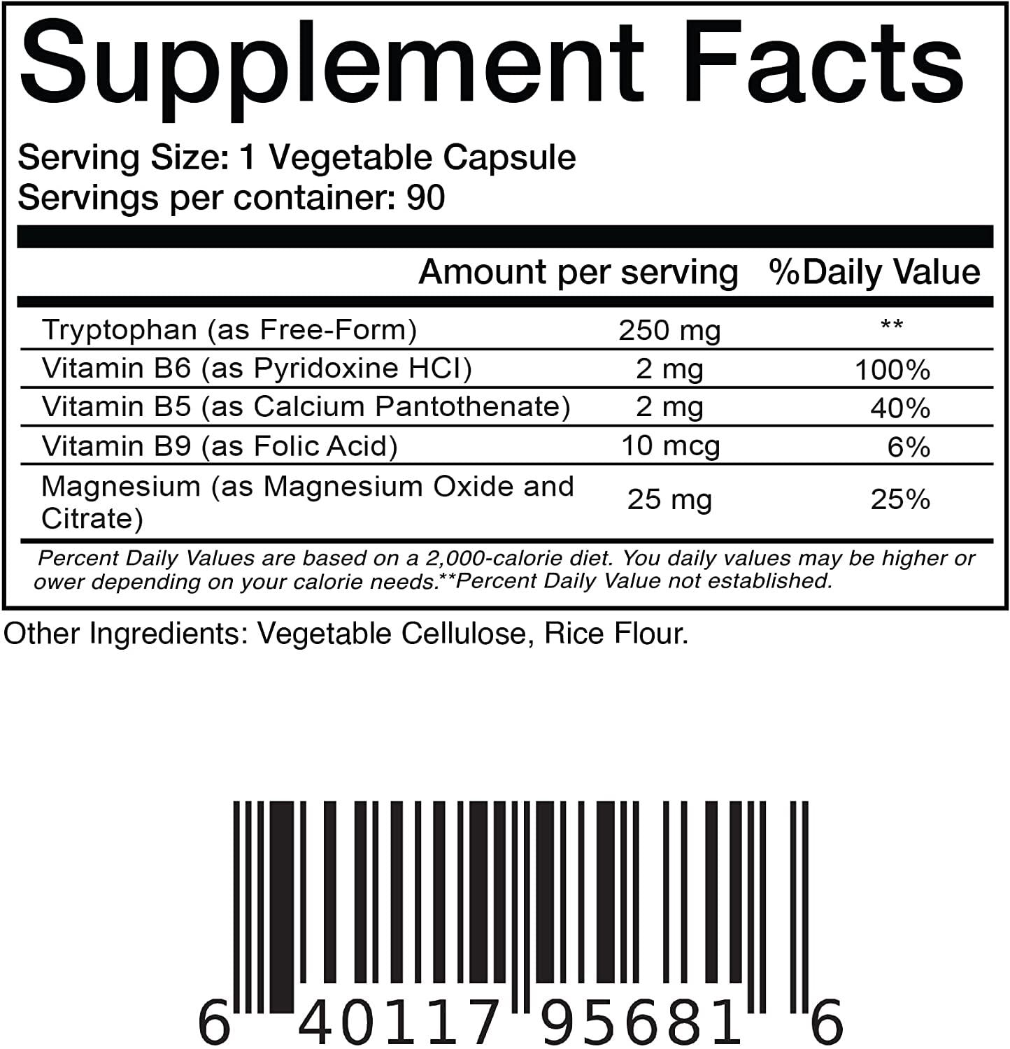 Balance Breens L-Tryptophan 90 Vegan Capsules - Natural Sleep Aid Supplements with 500 mg of Free Form L Tryptophan - Non-GMO Dietary Supplement for Restful Sleep, Stress Support and Relaxation