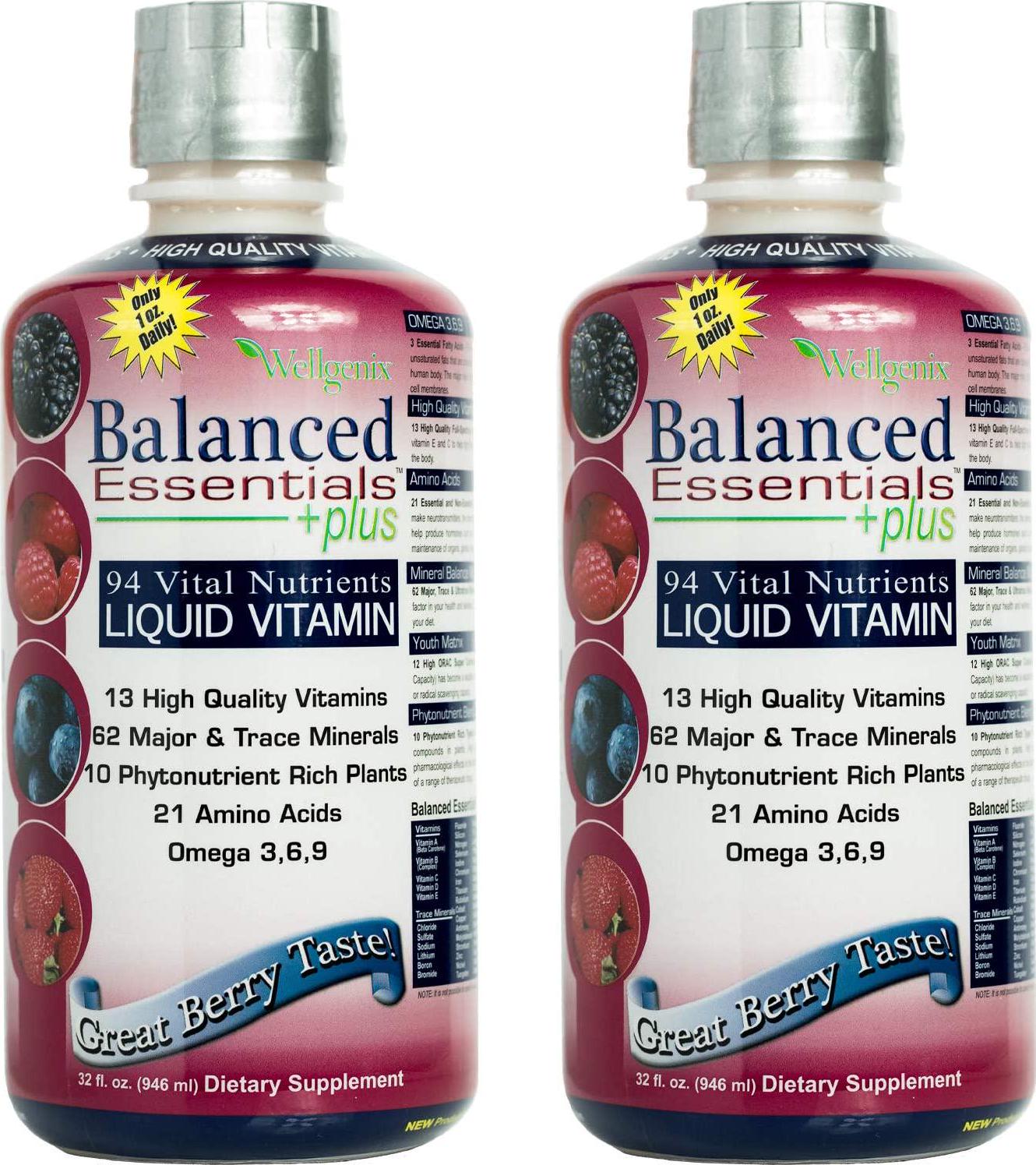 Balanced Essentials 2 Pack Natural Liquid Nutritional Supplement Vitamin 32 Ounces Very Berry S-BE32
