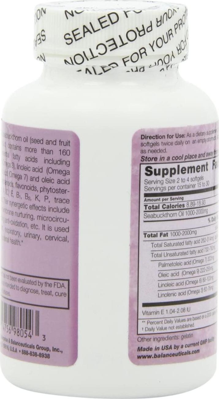 Balanceuticals Seabuckthorn Oil, 120 Softgels, 500mg each