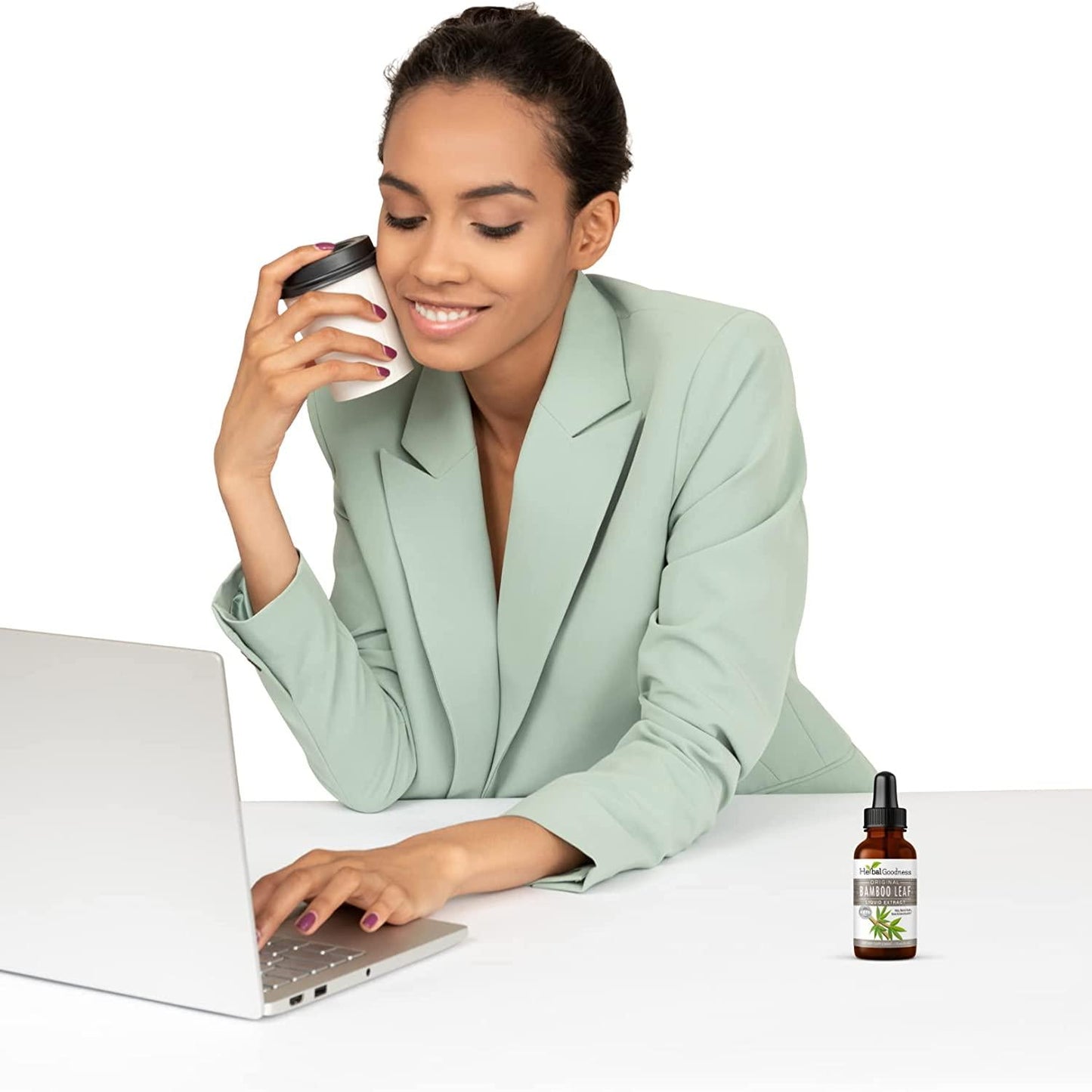 Bamboo Leaf Liquid Extract - Organic Non GMO Hair, Nail and Skin - Supplement-1 oz Bottle- Made in USA