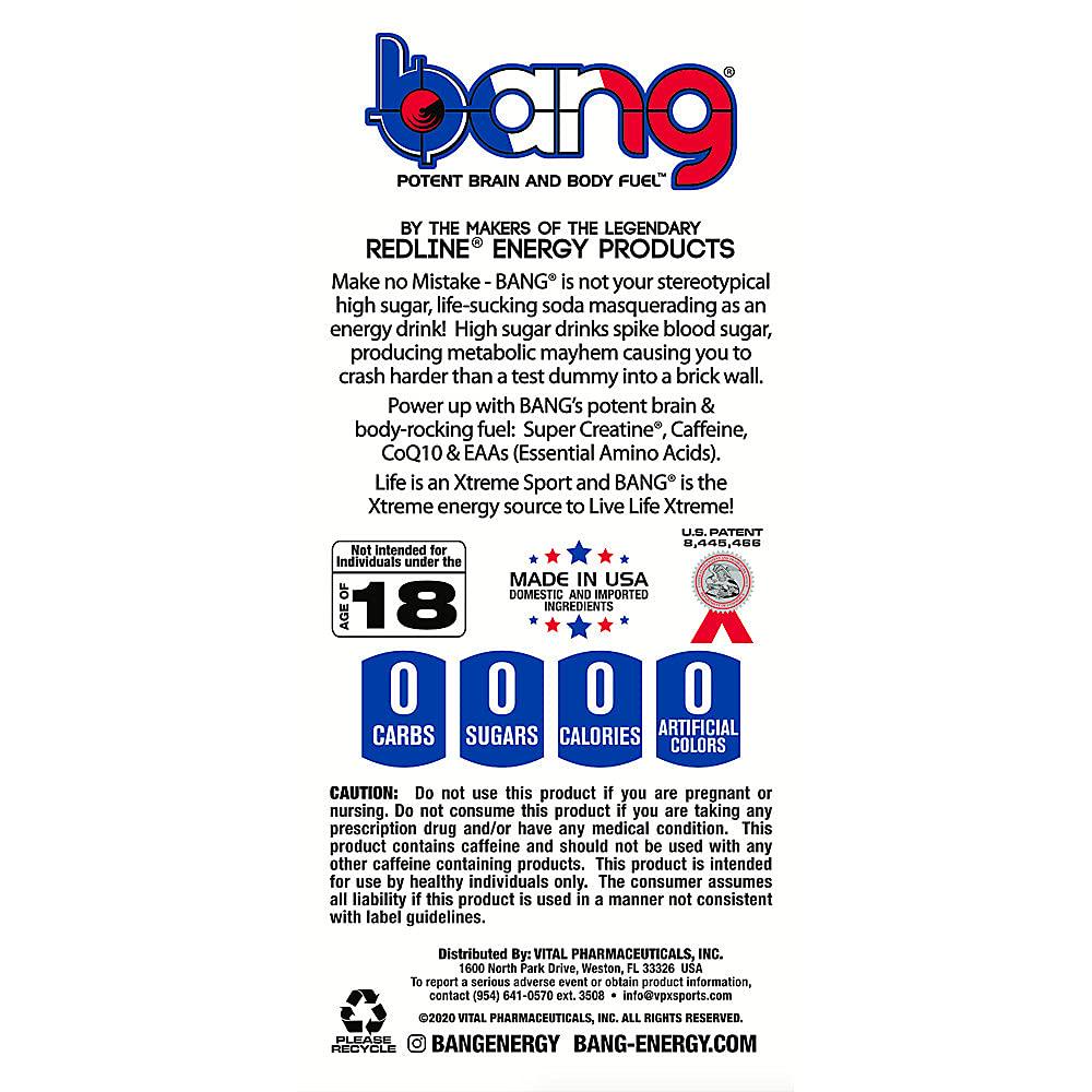 Bang Energy Drink with CoQ10 Creatine Purple Kiddles (12 Drinks, 16 Fl Oz. Each)