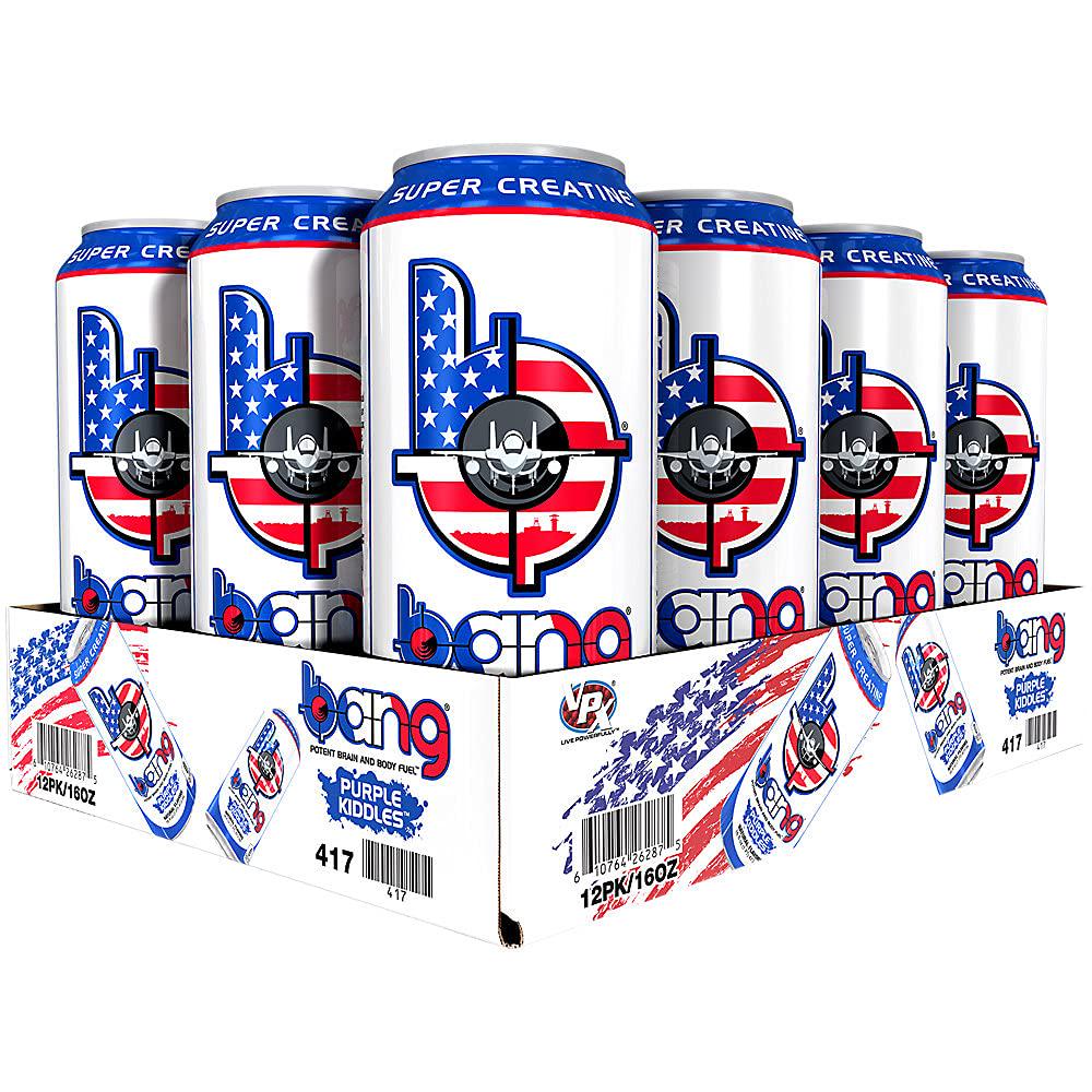 Bang Energy Drink with CoQ10 Creatine Purple Kiddles (12 Drinks, 16 Fl Oz. Each)