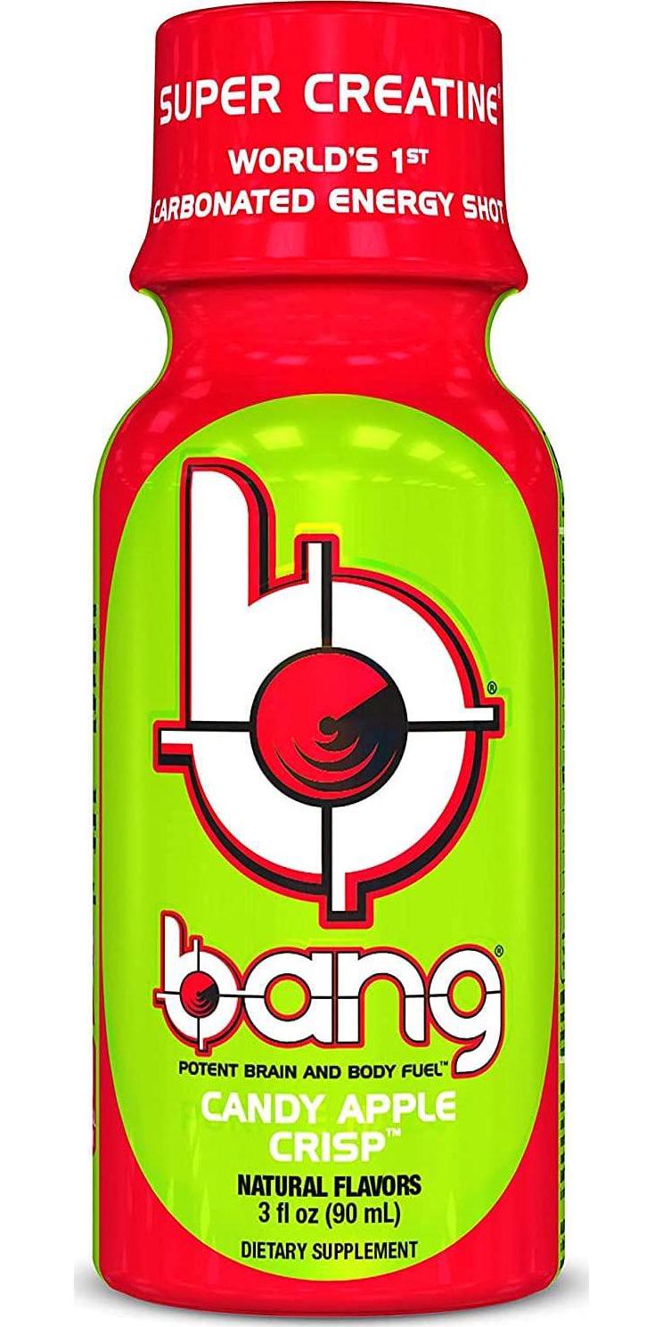Bang Energy Shots, Candy Apple Crisp, World's 1st Carbonated Energy Shot with Super Creatine, 3 Fl Oz, (Pack of 24)