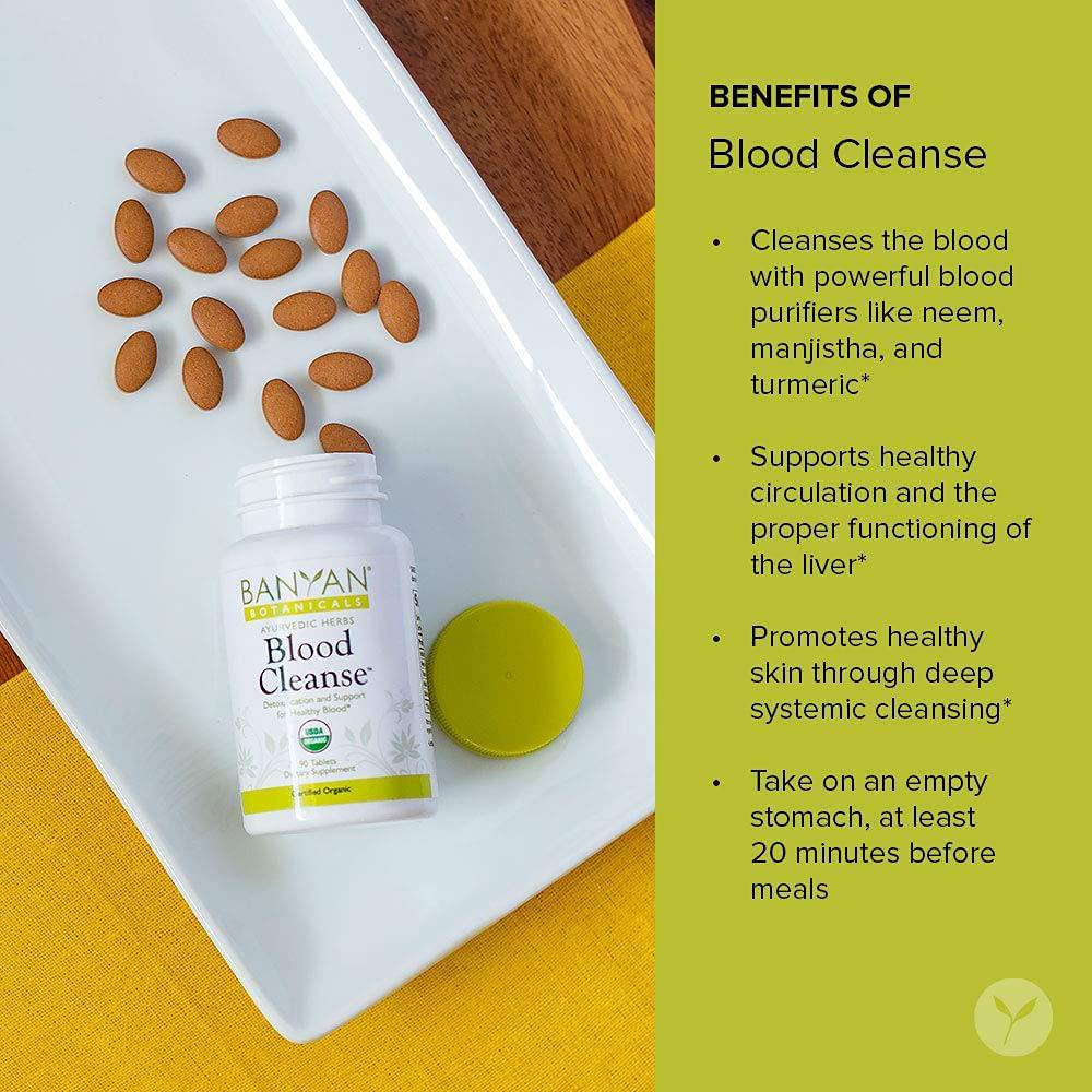 Banyan Botanicals Blood Cleanse Tablets Organic Supplement with Manjistha and Turmeric Blood Cleansing Herbs for Detox, Healthy Circulation and Skin* 90 Tablets Non GMO Sustainably Sourced Vegan