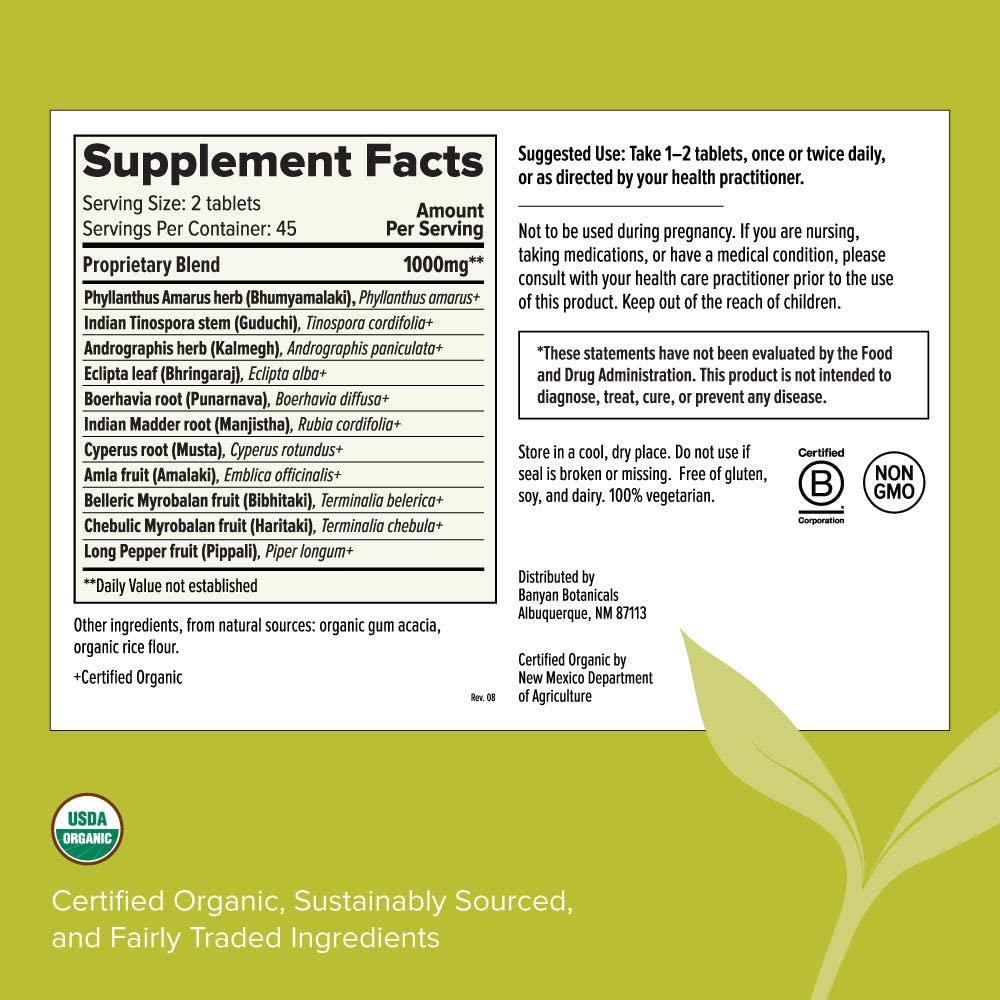 Banyan Botanicals Liver Formula - USDA Organic, 90 Tablets - Cleansing Bitter Herbs to Detoxify The Liver and Gallbladder*