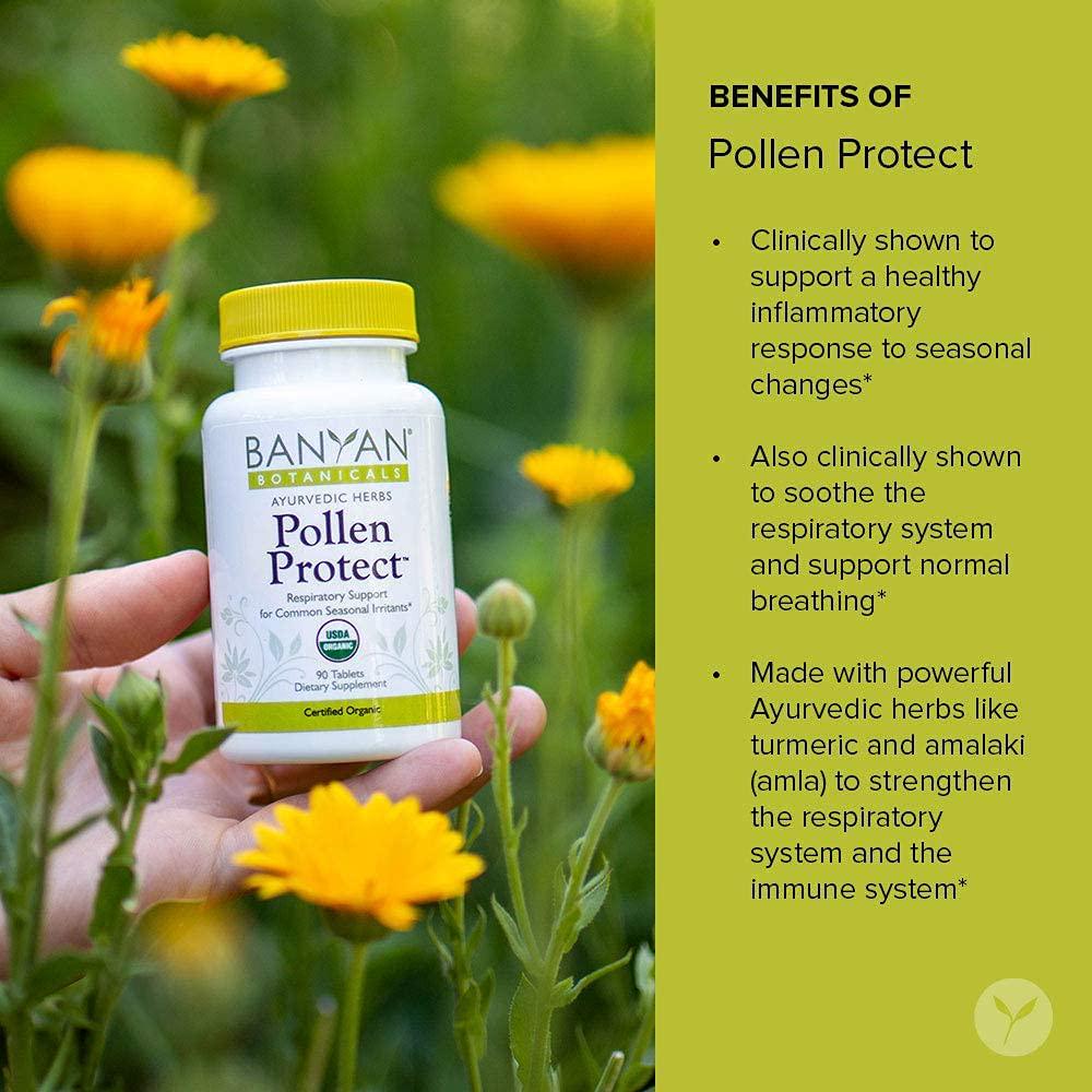 Banyan Botanicals Pollen Protect – Clinically Tested Organic Ayurvedic Supplement – For a Healthy Respiratory Response to Seasonal Irritants* – 90 Tablets – Non-GMO Natural Sustainably Sourced Vegan
