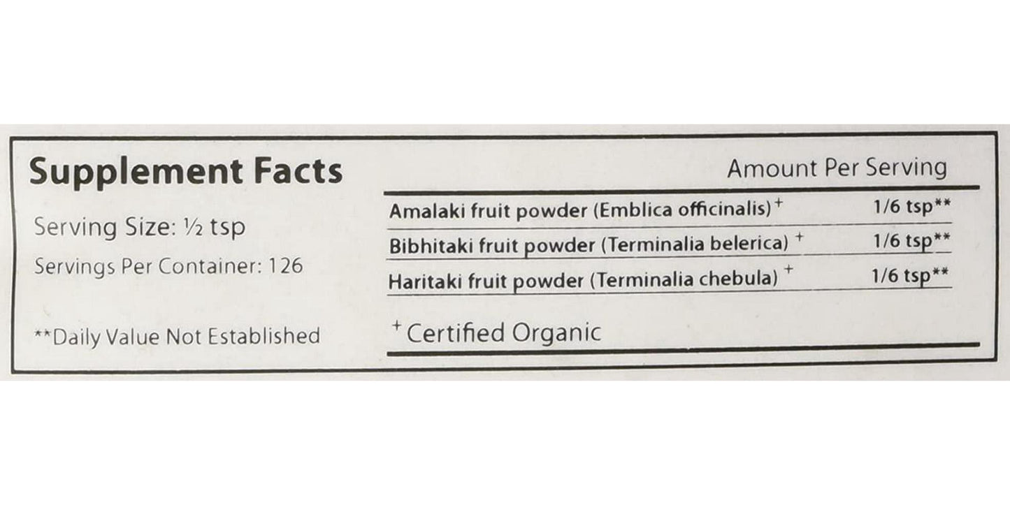 Banyan Botanicals Triphala Powder – Organic Formula of Amla, Haritaki and Bibhitaki – for Daily Detoxifying, Cleansing and Rejuvenation* – Maintains Regularity* – ½lb. – Non-GMO Sustainably Sourced