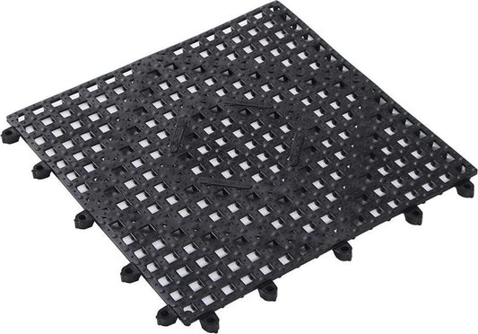 Bar Lux 12 x 12 Inch Bar Spill Mat, 10 Interlocking Bar Service Mat - Diamond Cutouts, Washable, Black Rubber Bartender Mat, Flexible, For Glassware - Restaurantware