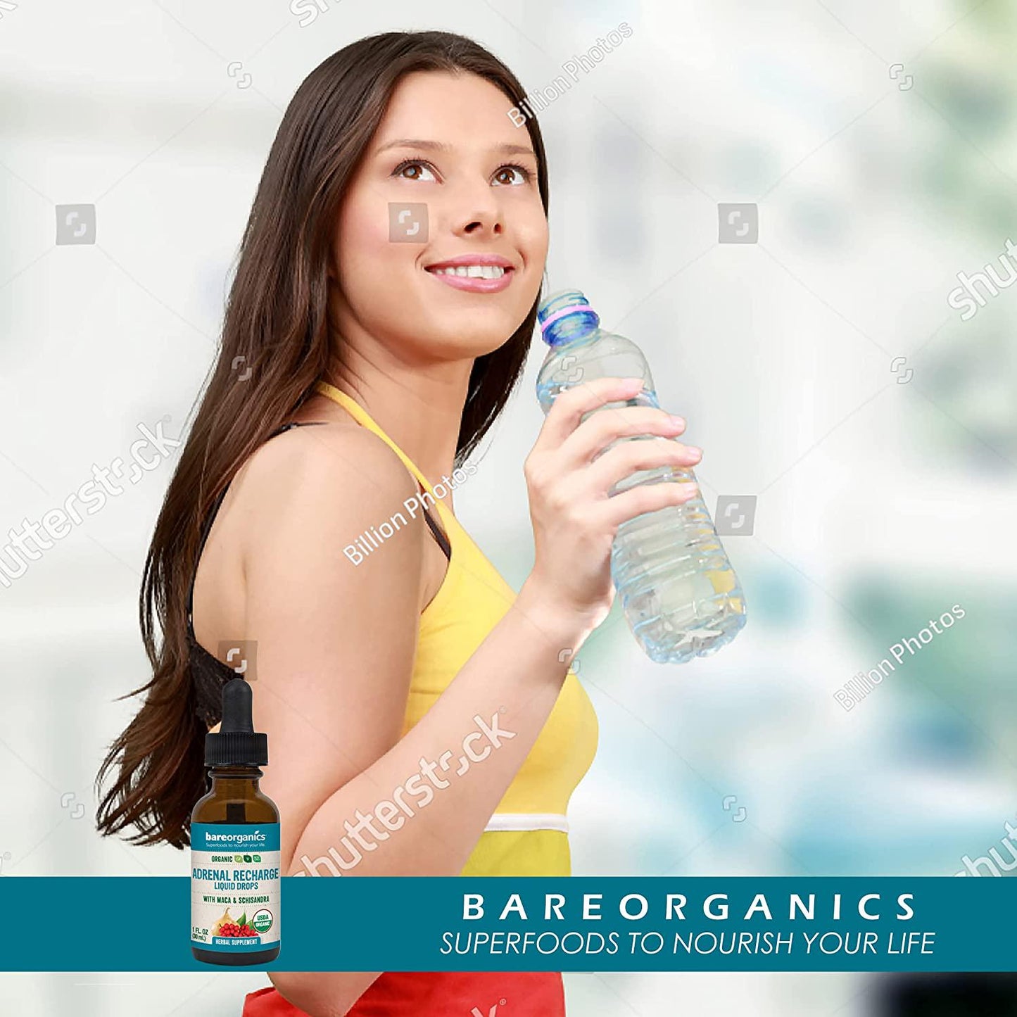 BareOrganics Adrenal Recharge Liquid Drops, 1 Ounce (Organic)