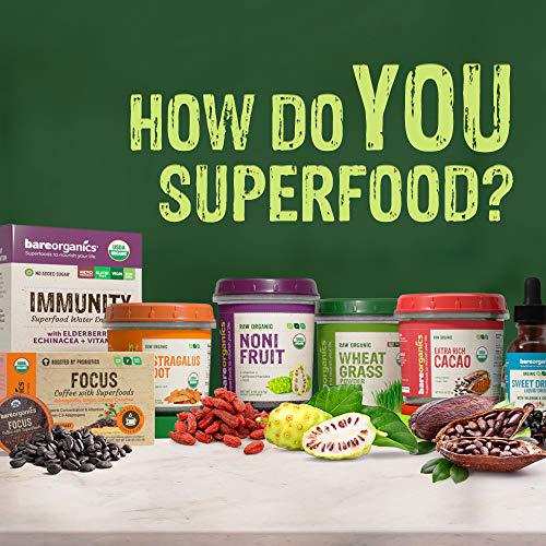 BareOrganics Energy and Stamina Blend Powder, Organic Superfood, Vegan Dietary Supplement, 8 Ounces