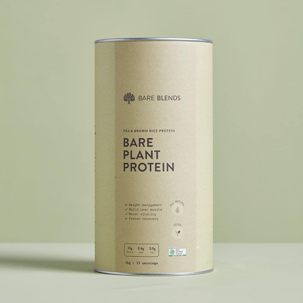 Bare Blends - Bare Plant Protein 1kg | Rice and Pea Vegan Protein Powder | Certified Organic | Unflavoured | Gluten Free
