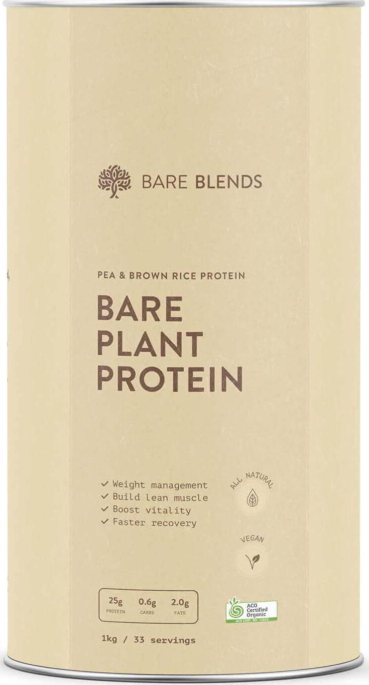 Bare Blends - Bare Plant Protein 1kg | Rice and Pea Vegan Protein Powder | Certified Organic | Unflavoured | Gluten Free