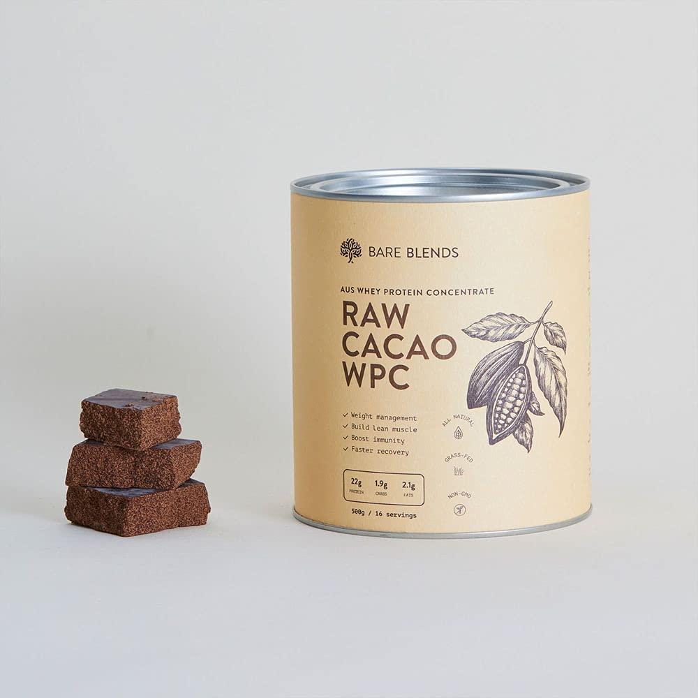 Bare Blends - Natural Whey Protein Concentrate Powder with Raw Cacao | Australian WPC | Chocolate Whey Protein Powder | Gluten Free | non-GMO | 500g