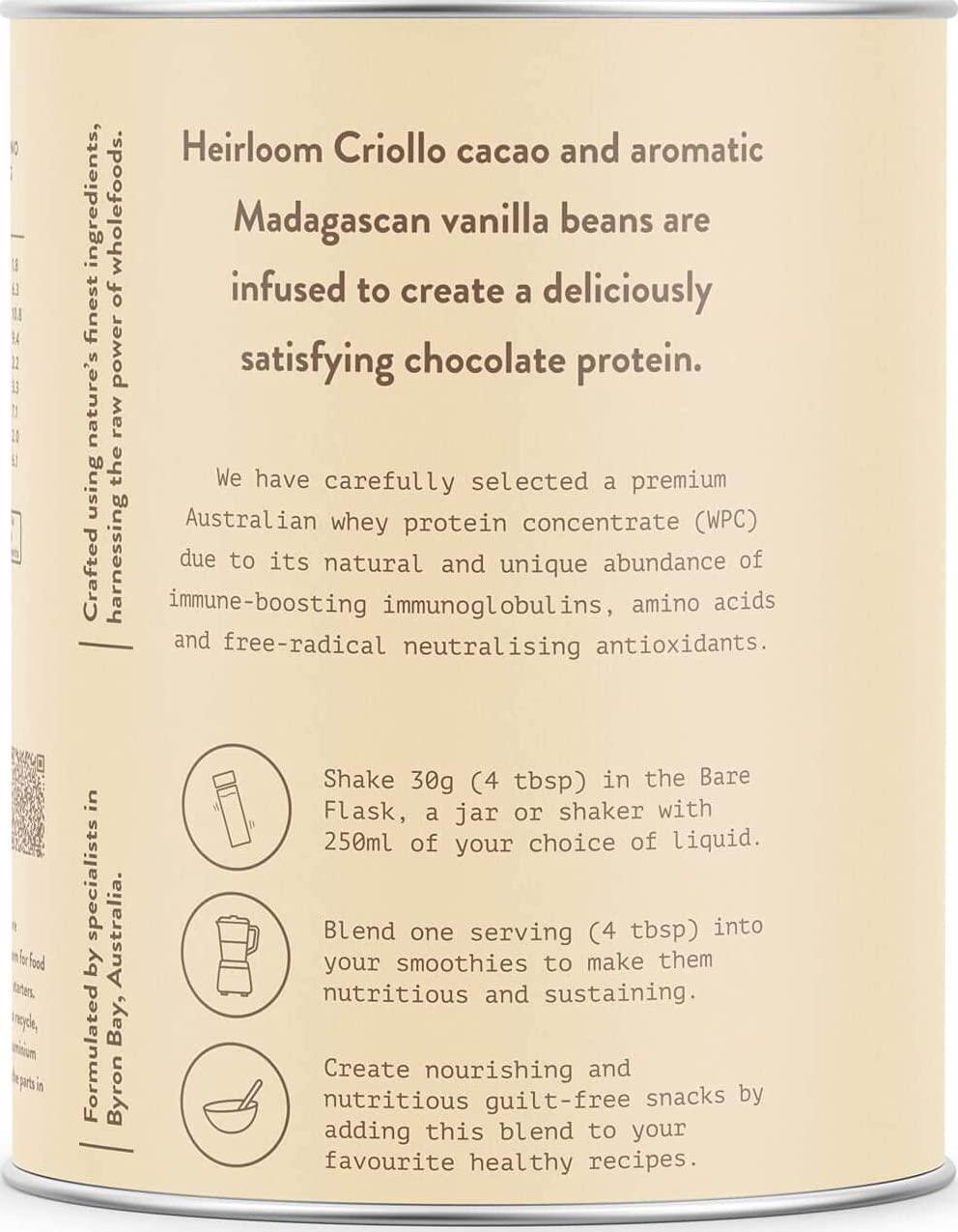 Bare Blends - Natural Whey Protein Concentrate Powder with Raw Cacao | Australian WPC | Chocolate Whey Protein Powder | Gluten Free | non-GMO | 500g