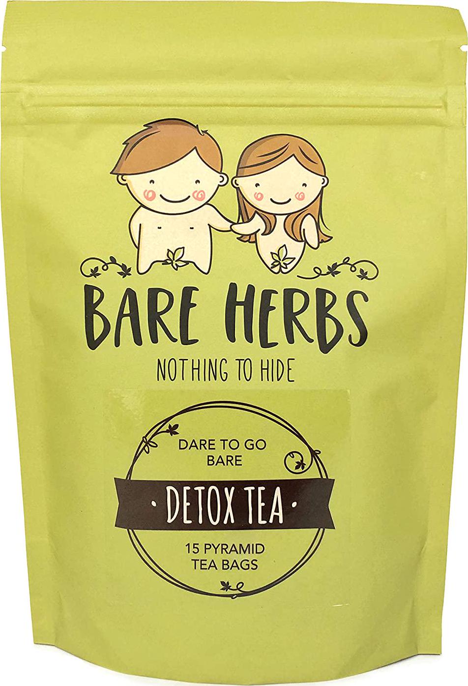 Bare Herbs Detox Tea, Herbal Cleanse Green Tea, Oolong, Dandelion, Ginger, Goji Berries, Jasmine, Lemongrass, Mate, Garcinia cambogia, Lotus (15 Pyramid Tea Bags)