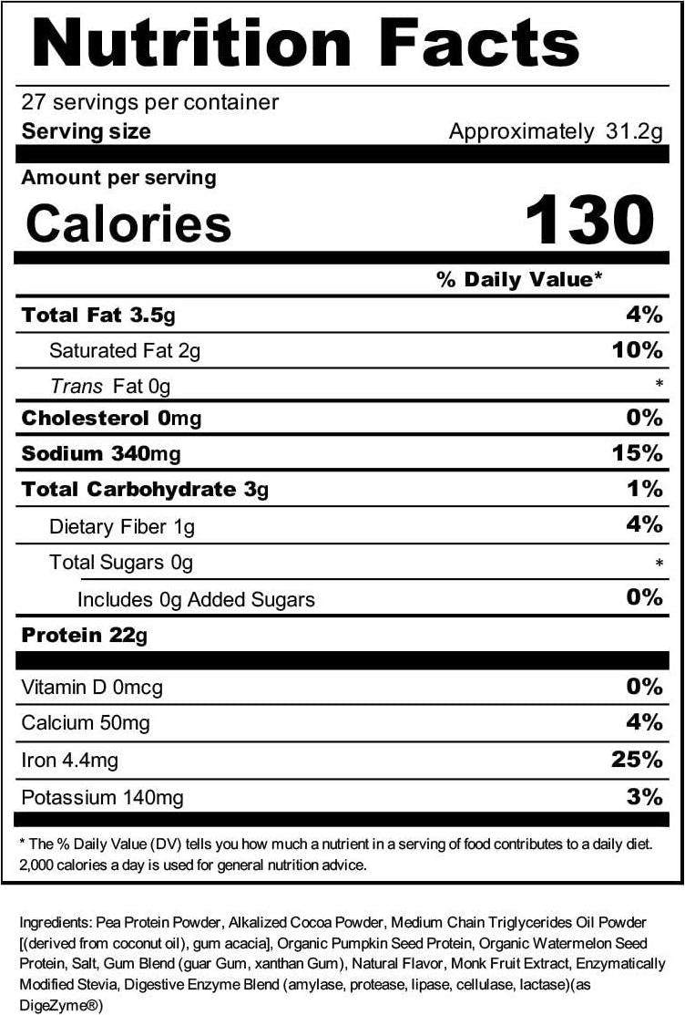 Bare Performance Nutrition, Vegan Protein, Plant Based Protein, Pea Protein, Watermelon Seed and Pumpkin Seed, Naturally Sweetened and Flavored (Chocolate)