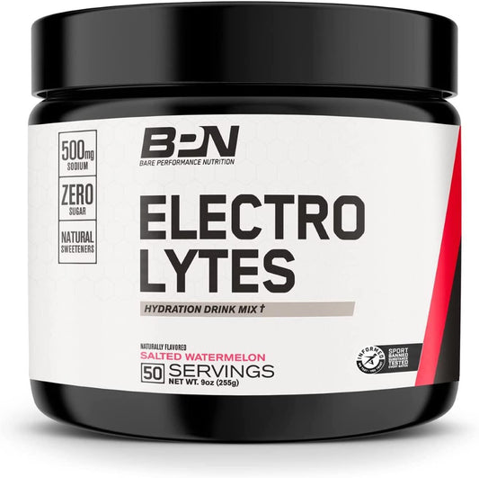 Bare Performance Nutrition Electrolytes, Optimize Performance, Increase Endurance and Stamina, Energy Supplement, Maximize Hydration (50 Servings, Salted Watermelon)