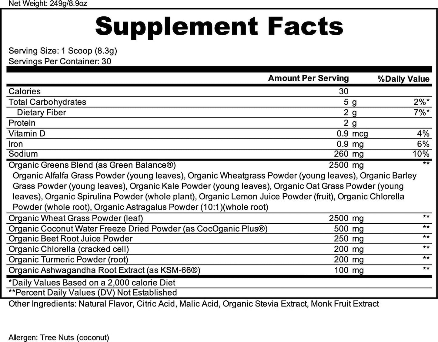 Bare Performance Nutrition, Strong Greens Superfood Powder, Antioxidants, Non-GMO, Gluten Free and No Artificial Sweeteners, Wheat Grass, Coconut Water, Turmeric and Monk Fruit (Pineapple Coconut)