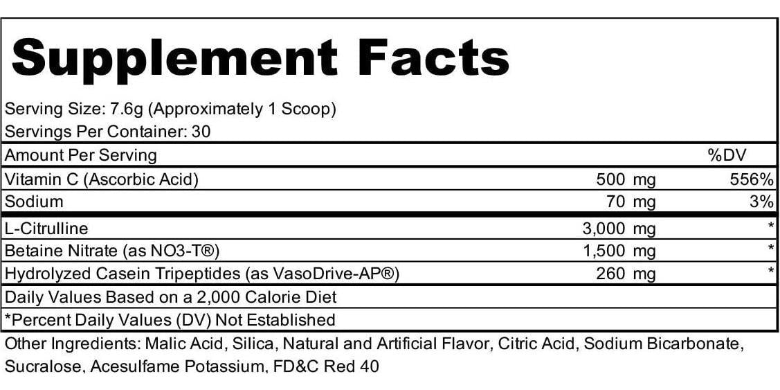 Bare Performance Nutrition Endo Pump Muscle Pump Enhancer, L-Citrulline, NO3-T Betaine Nitrate and VasoDrive-AP Hydrolyzed Casein Tripeptides (30 Servings, Sour Watermelon)