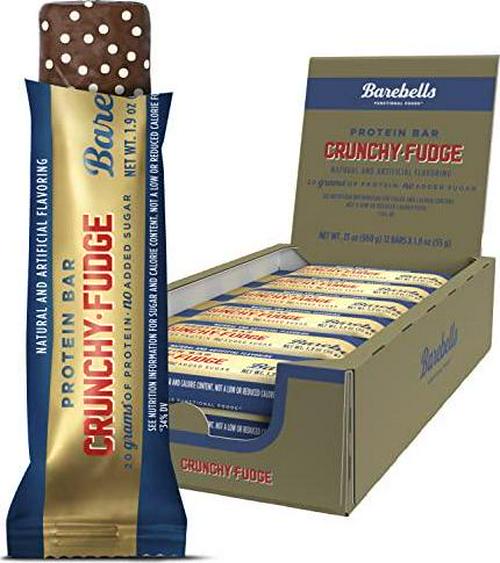 Barebells Protein Bars Crunchy Fudge - 12 Count, 1.9oz Bars - Protein Snacks with 20g of High Protein - Low Carb Protein Bar with No Added Sugar - Perfect on The Go Low Carb Snack and Breakfast Bars